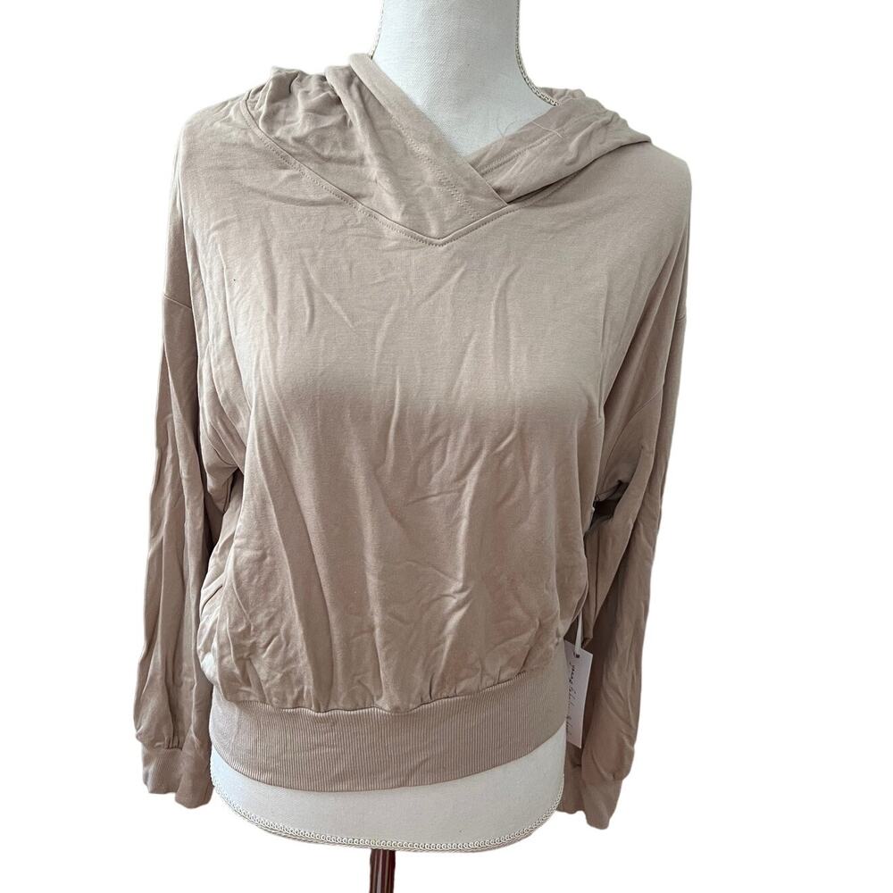 Young Fabulous & Broke YFB Cropped Neutral Hooded Sweatshirt Oatmeal L